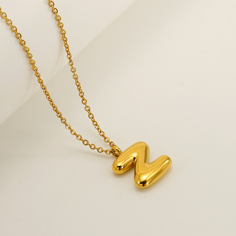 Gold color / 1 Piece Simple Series Daily Letter Z Titanium Steel  Gold Color Unisex Pendant Necklaces Picture26